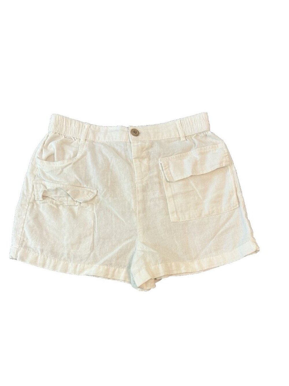 Cottagecore Linen Blend White Womens Shorts 14/16 Resortwear Beach Vacation